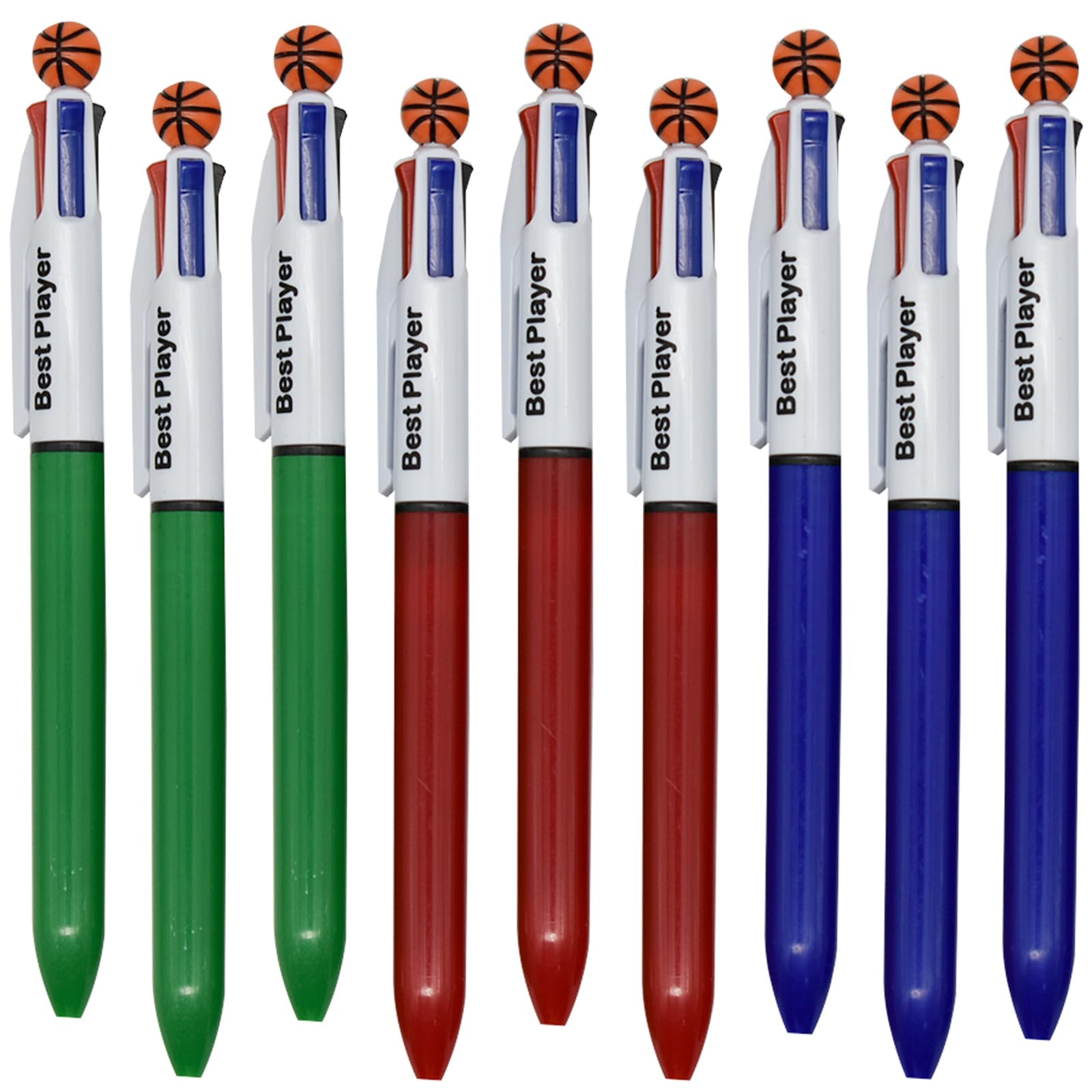 Maydahui 12 Pcs Multicolor Basketball Ballpoint Pen Retractable 4 In 1 Colored Pens Cool Ball Sports Pen 4 Color Pens For School